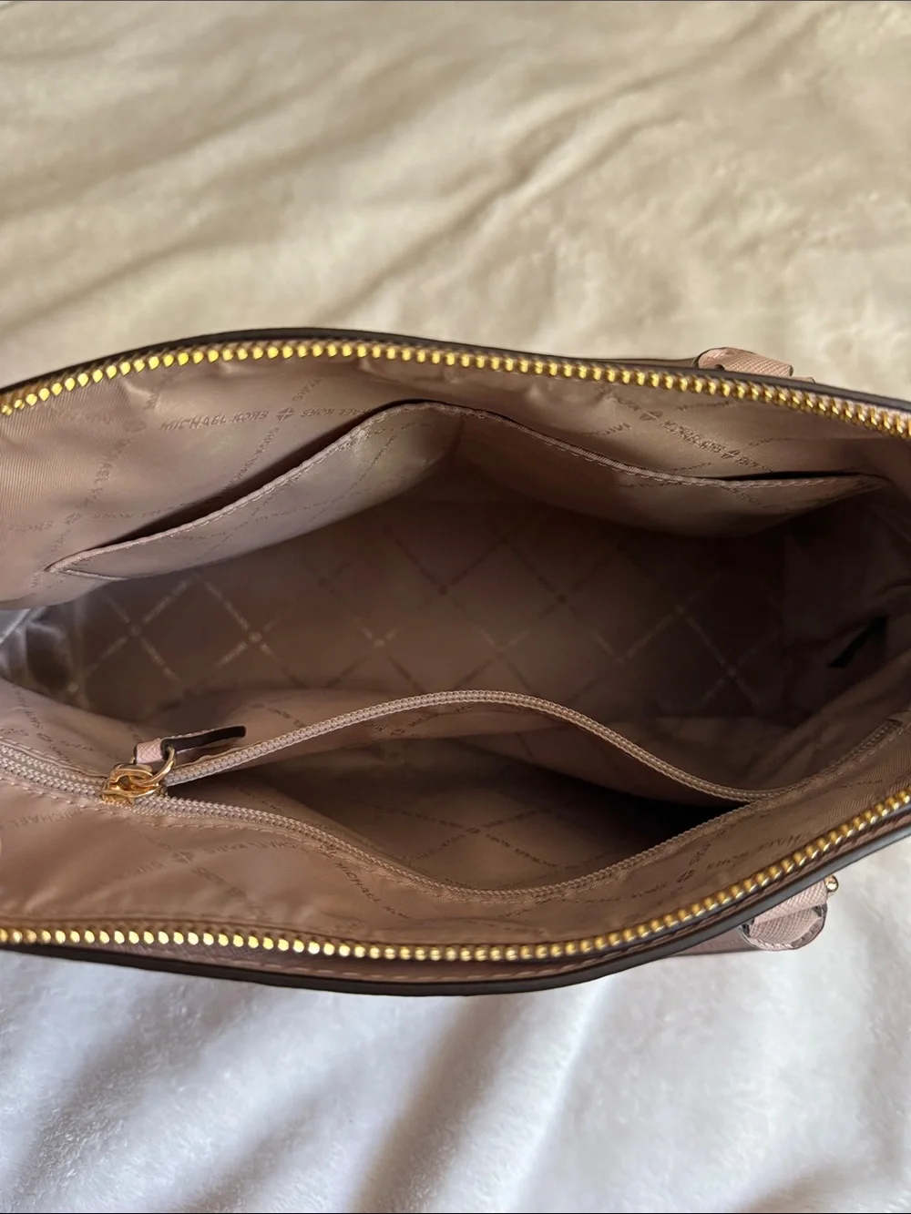 Michael Kors Pale Pink Dome Satchel with Gold Hardware